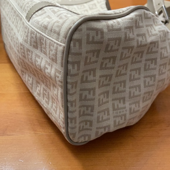 Authentic Fendi Zucchini canvas shoulder bag (tan/beige color) - Picture 7 of 15